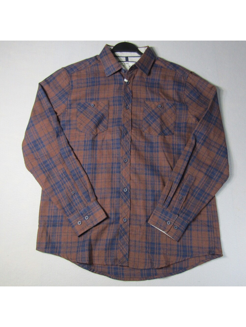 NWT Black Bear Mountain Co Flannel Shirt Brick Rust Blue Plaid Men's M